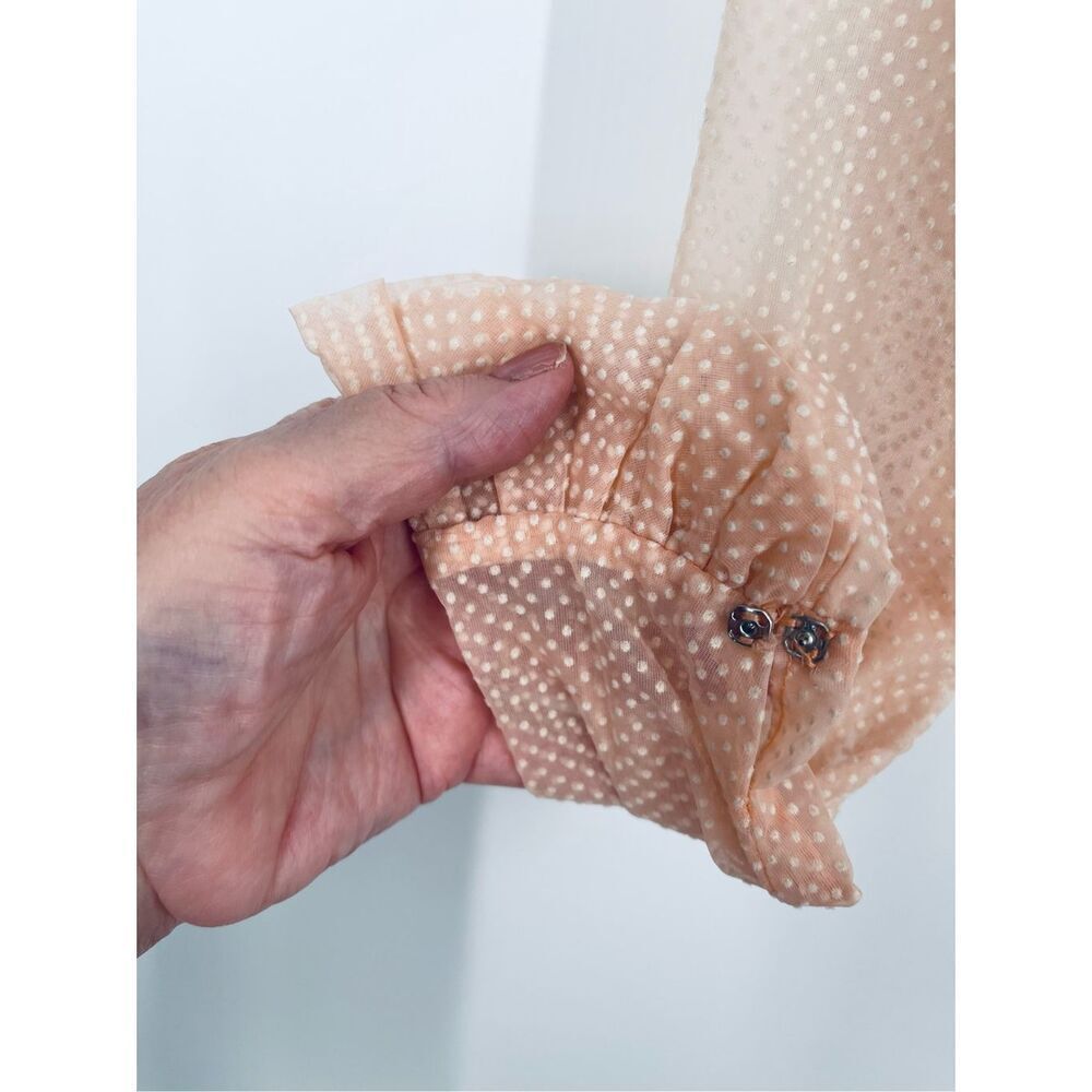 Vintage pale pink size XS Swiss dot sheer sleeves cropped jacket. - Picture 3 of 7
